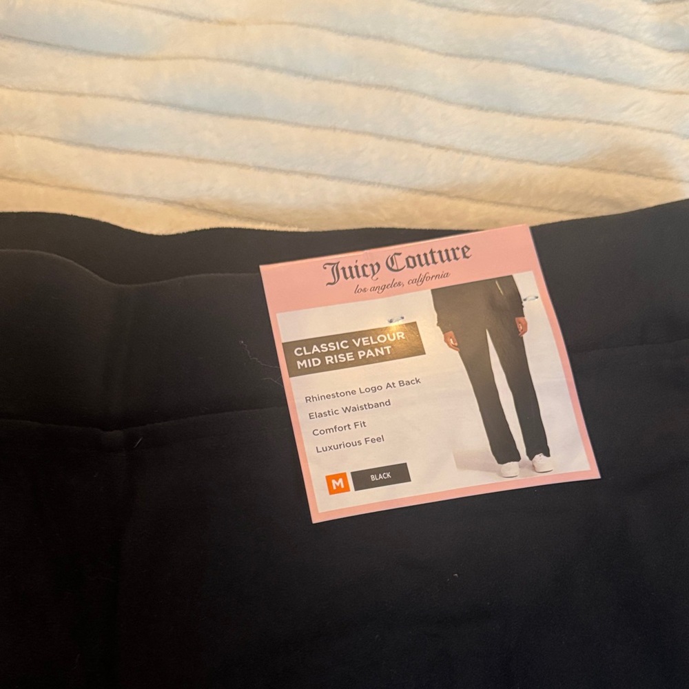 Juicy Couture Black and Dark Pink Velour Mid Rise Pant